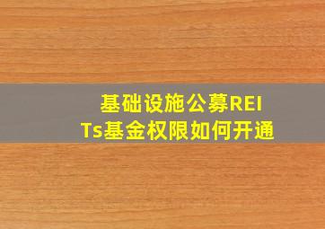 基础设施公募REITs基金权限如何开通(