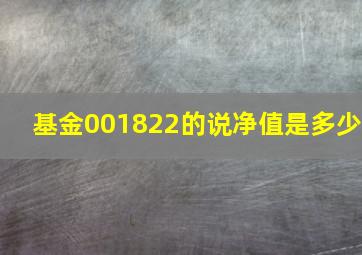 基金001822的说净值是多少