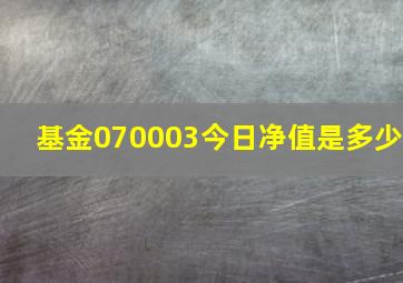 基金070003今日净值是多少