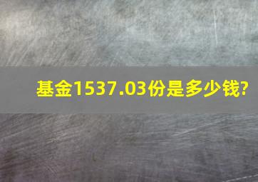 基金1537.03份是多少钱?