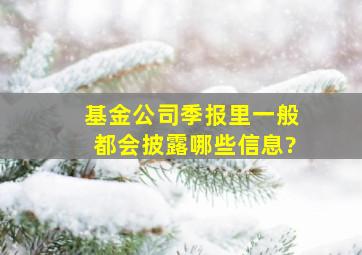 基金公司季报里一般都会披露哪些信息?