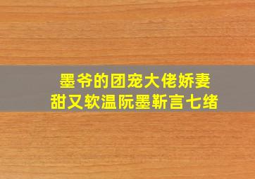 墨爷的团宠大佬娇妻甜又软温阮墨靳言(七绪)