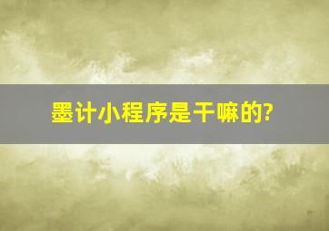 墨计小程序是干嘛的?