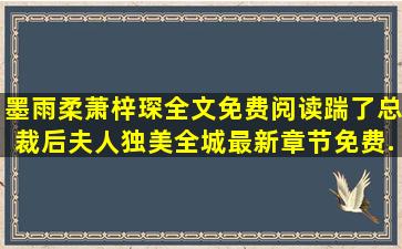 墨雨柔萧梓琛全文免费阅读(踹了总裁后夫人独美全城)最新章节免费...