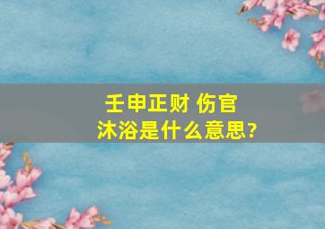 壬申正财 伤官 沐浴是什么意思?