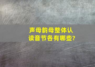 声母,韵母,整体认读音节各有哪些?