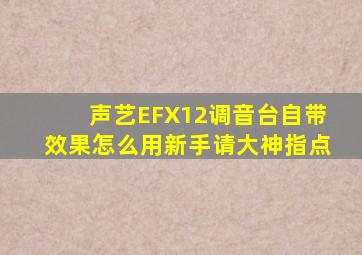 声艺EFX12调音台自带效果怎么用新手请大神指点