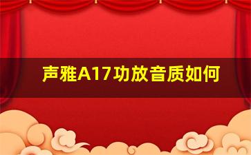 声雅A17功放音质如何