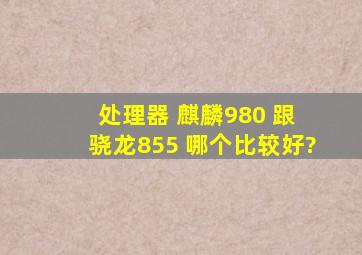 处理器 麒麟980 跟 骁龙855 哪个比较好?