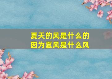 夏天的风是什么的,因为夏风是什么风