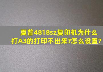 夏普4818sz复印机为什么打A3的打印不出来?怎么设置?