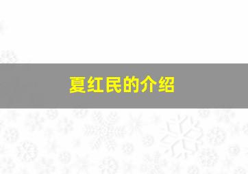 夏红民的介绍