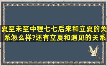 夏至未至中程七七后来和立夏的关系怎么样?还有立夏和遇见的关系...