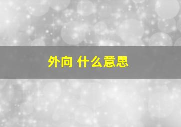 外向 什么意思