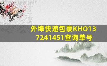 外埠快递包裹KHO137241451查询单号