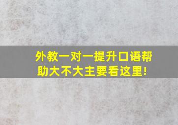 外教一对一提升口语,帮助大不大,主要看这里! 