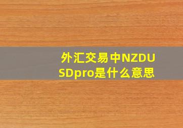 外汇交易中NZDUSDpro是什么意思