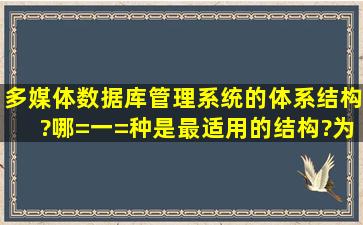 多媒体数据库管理系统的体系结构?哪=一=种是最适用的结构?为什么?