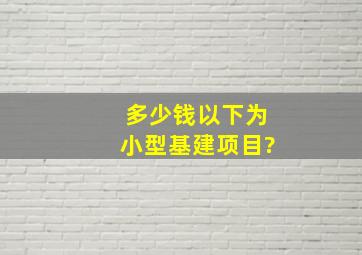 多少钱以下为小型基建项目?