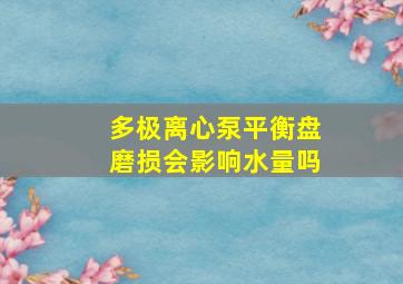 多极离心泵平衡盘磨损会影响水量吗