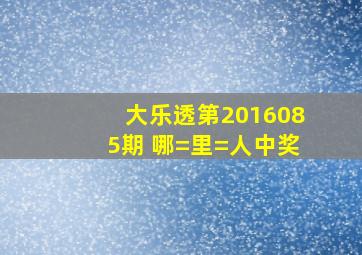 大乐透第2016085期 哪=里=人中奖