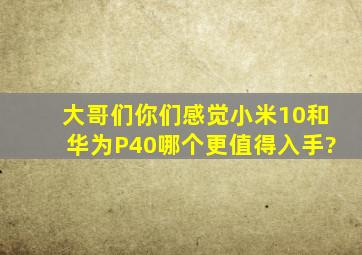 大哥们你们感觉小米10和华为P40哪个更值得入手?