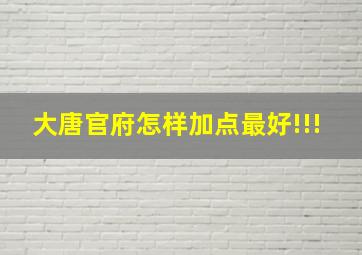 大唐官府怎样加点最好!!!