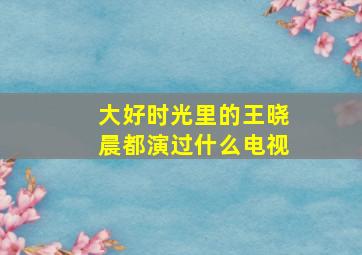 大好时光里的王晓晨都演过什么电视