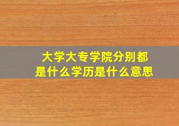 大学、大专、学院分别都是什么,学历是什么意思