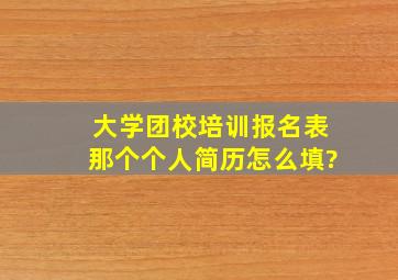 大学团校培训报名表那个个人简历怎么填?