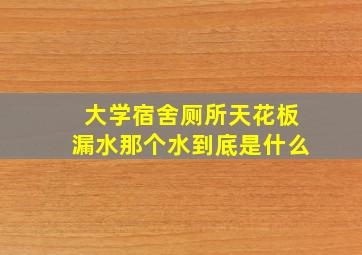 大学宿舍厕所天花板漏水那个水到底是什么(