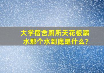 大学宿舍厕所天花板漏水那个水到底是什么?