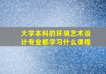 大学本科的环境艺术设计专业都学习什么课程