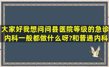 大家好,我想问问县医院等级的急诊内科一般都做什么呀?和普通内科有...