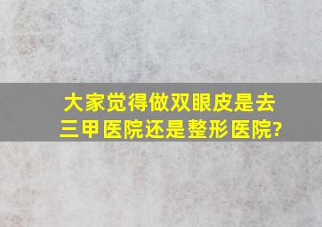 大家觉得做双眼皮是去三甲医院还是整形医院?