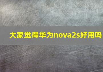 大家觉得华为nova2s好用吗