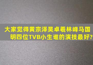 大家觉得黄宗泽、吴卓羲、林峰、马国明四位TVB小生谁的演技最好?