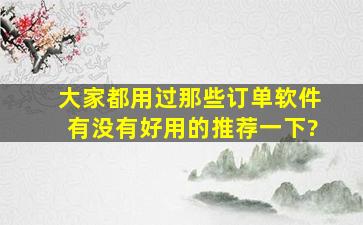 大家都用过那些订单软件,有没有好用的推荐一下?