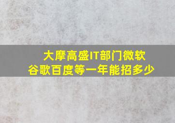 大摩,高盛IT部门,微软,谷歌,百度等一年能招多少