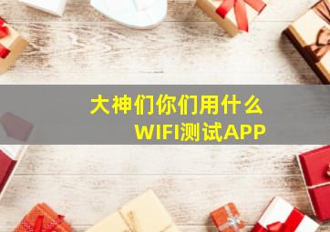 大神们你们用什么WIFI测试APP