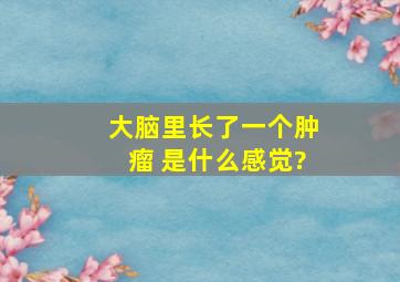 大脑里长了一个肿瘤 是什么感觉?