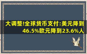 大调整!全球货币支付:美元降到46.5%,欧元降到23.6%,人民币呢|国际...