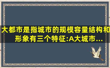 大都市是指城市的规模、容量、结构和形象。有三个特征:()A、大城市...