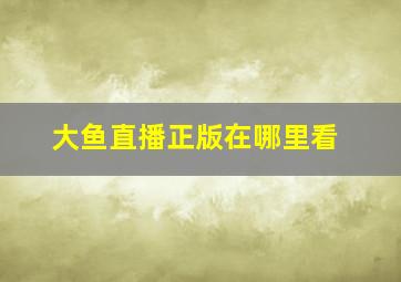 大鱼直播正版在哪里看