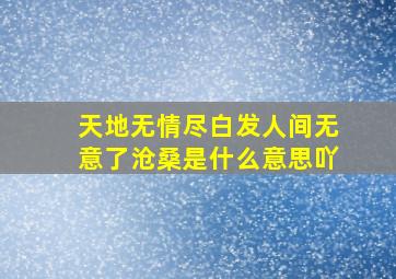 天地无情尽白发人间无意了沧桑是什么意思吖(