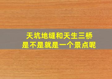 天坑地缝和天生三桥是不是就是一个景点呢(