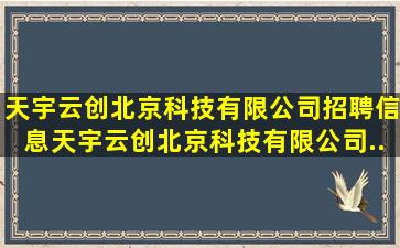 天宇云创(北京)科技有限公司招聘信息,天宇云创(北京)科技有限公司...