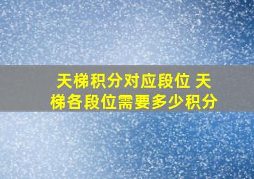 天梯积分对应段位 天梯各段位需要多少积分