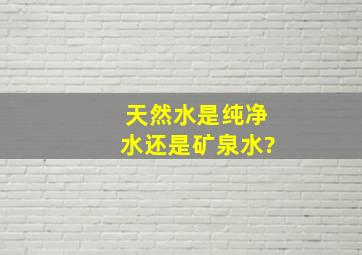 天然水是纯净水还是矿泉水?