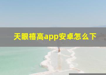 天眼禧高app安卓怎么下